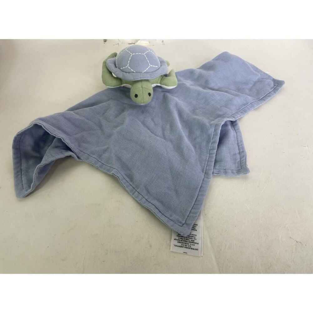 Pottery Barn Kids Under The Sea Muslin Sea Turtle Thumbie Lovey Cotton Blanket